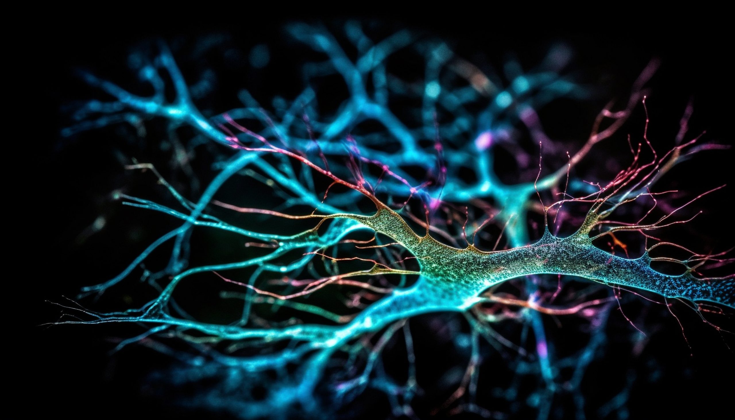 Ferro no Cérebro: Amigo ou Vilão no TDAH? 3 glowing nerve cells communicate through synaptic connections generated by ai scaled