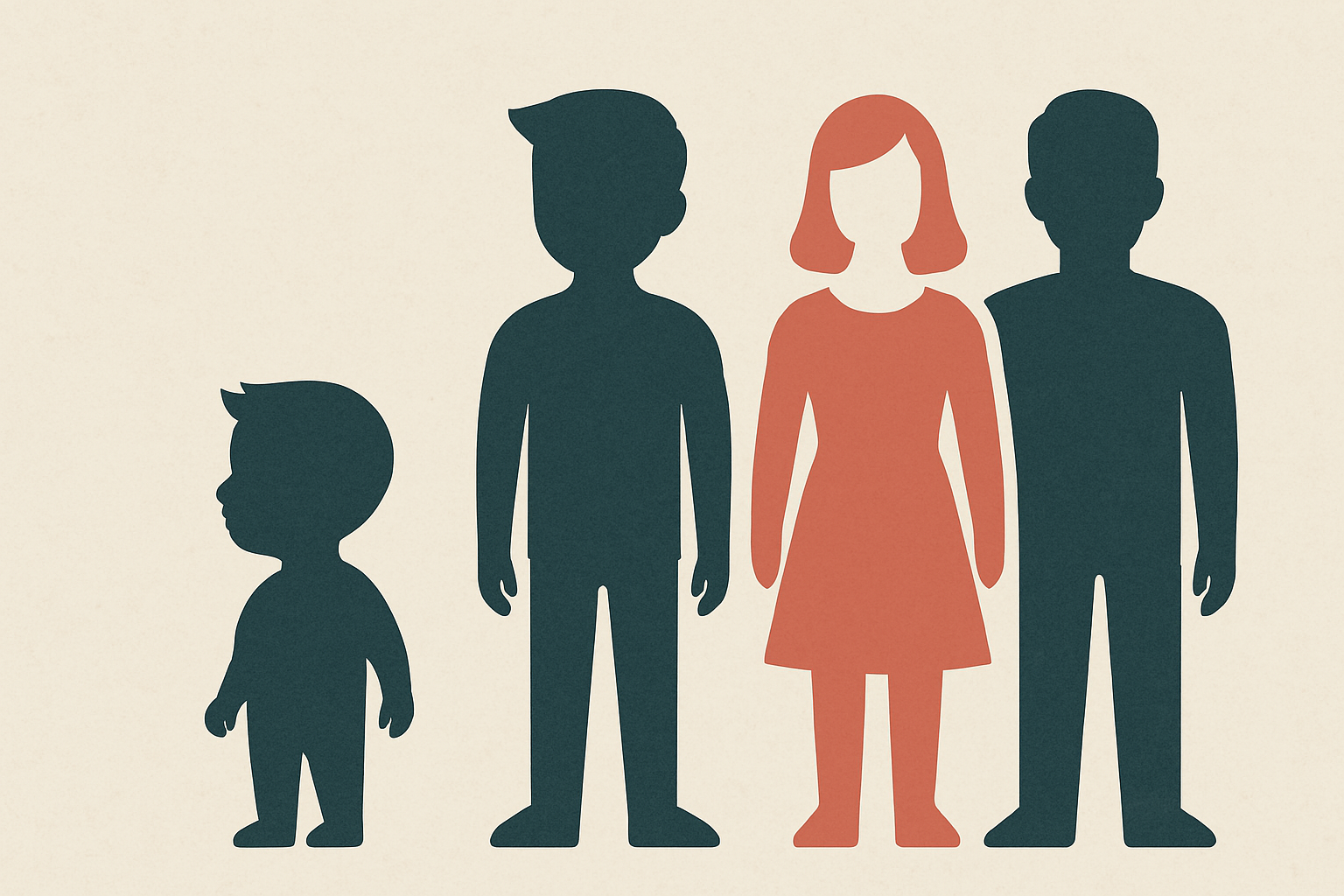 TDAH: Meninos Usam Mais Remédio? 2 Ícones ou silhuetas estilizadas representando diferentes faixas etárias (criança, adolescente, adulto) e gêneros, talvez com destaque sutil para as proporções mencionadas (mais meninos no início, equilibrando depois).